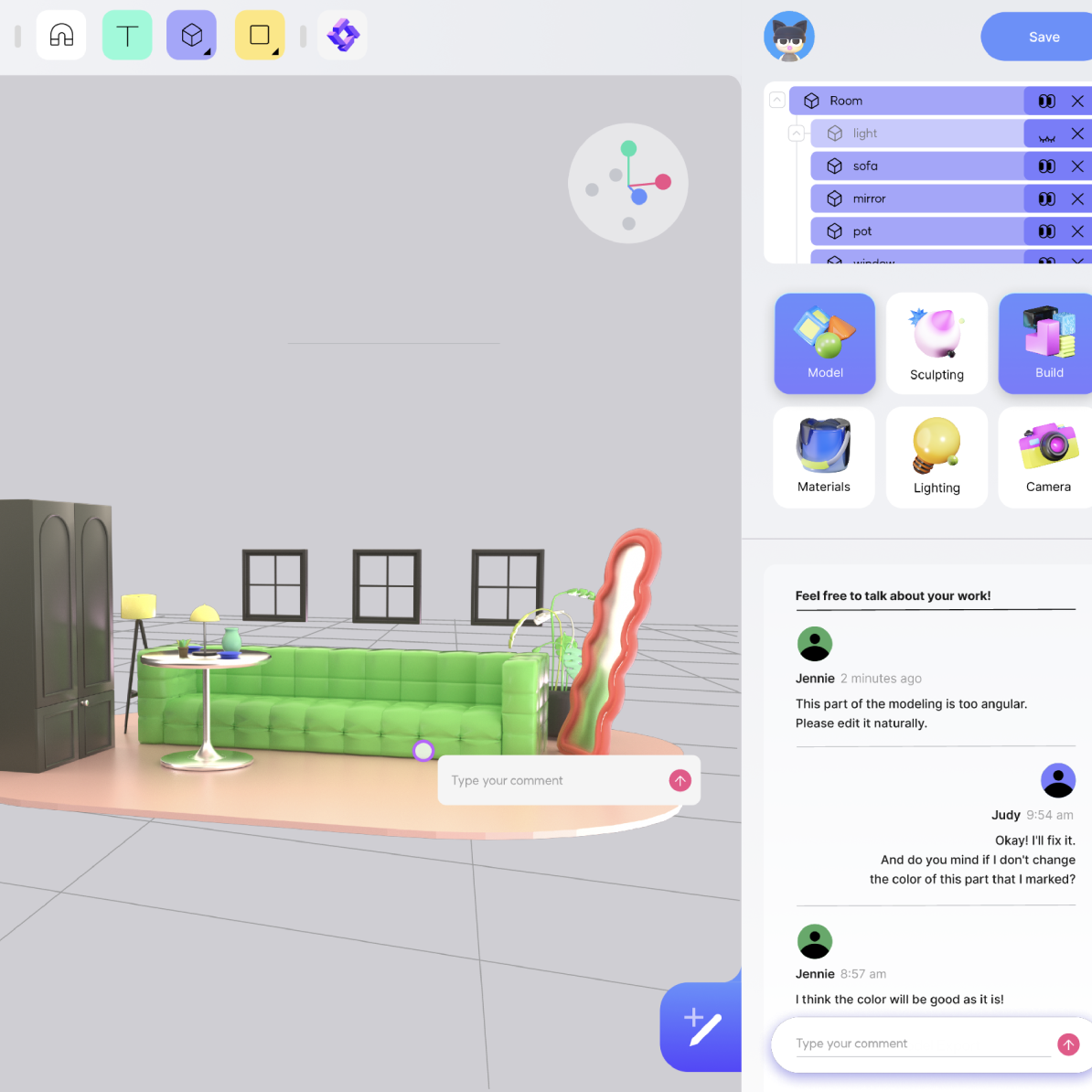 PINCH 웹 기반 3D 편집 소프트웨어